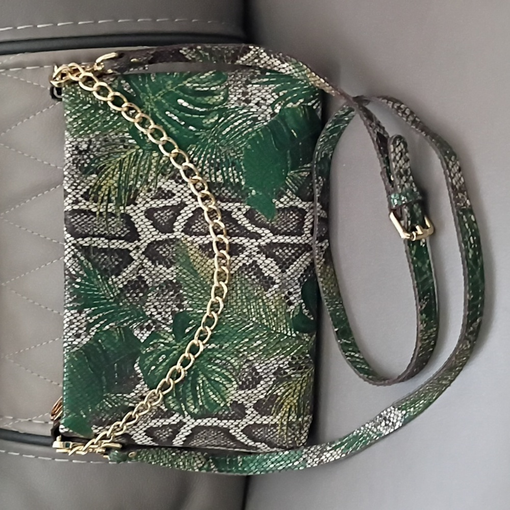 Sara Burglar Italian Leather Tropical Snake Print Crossbody Bag